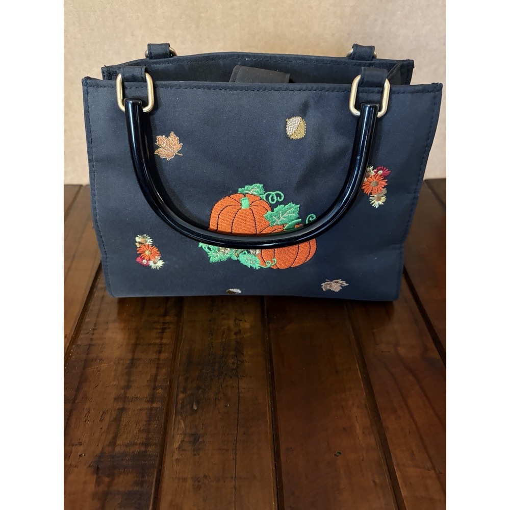 Kim Rogers Fall Pumpkin Handbag / Black Purse / Fall Handbags
